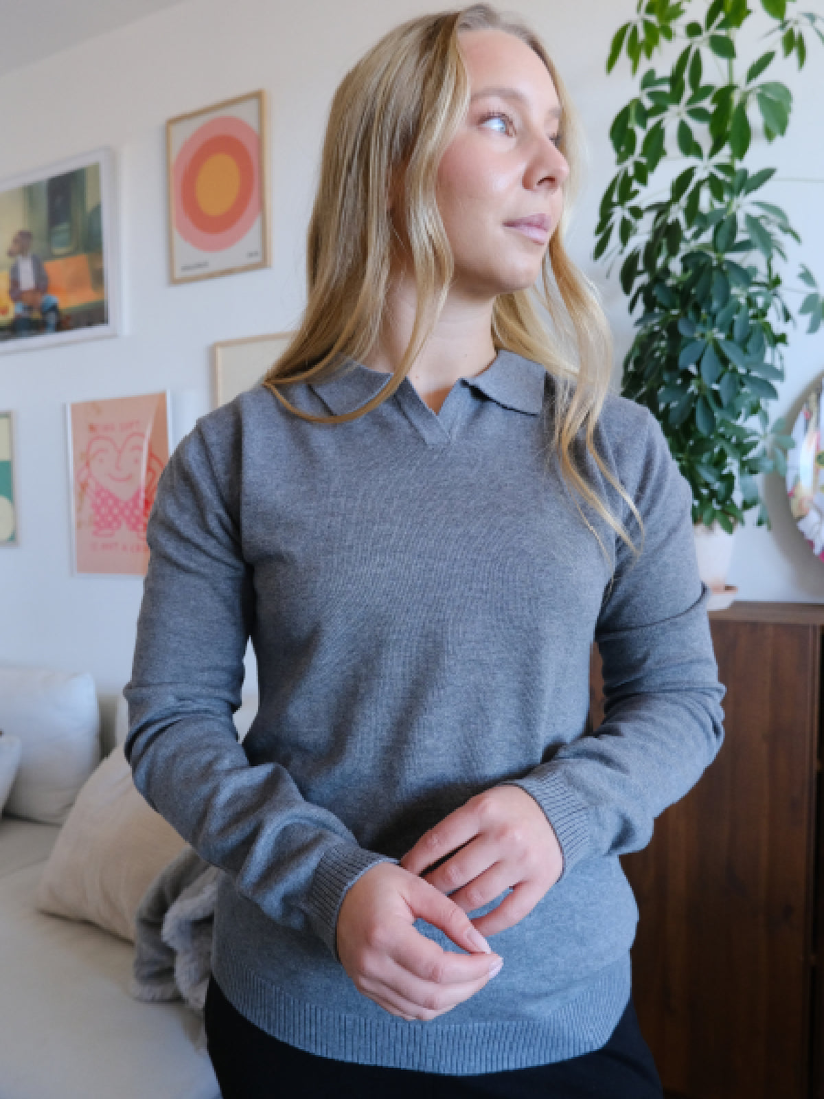 Splitneck polo Grey melange