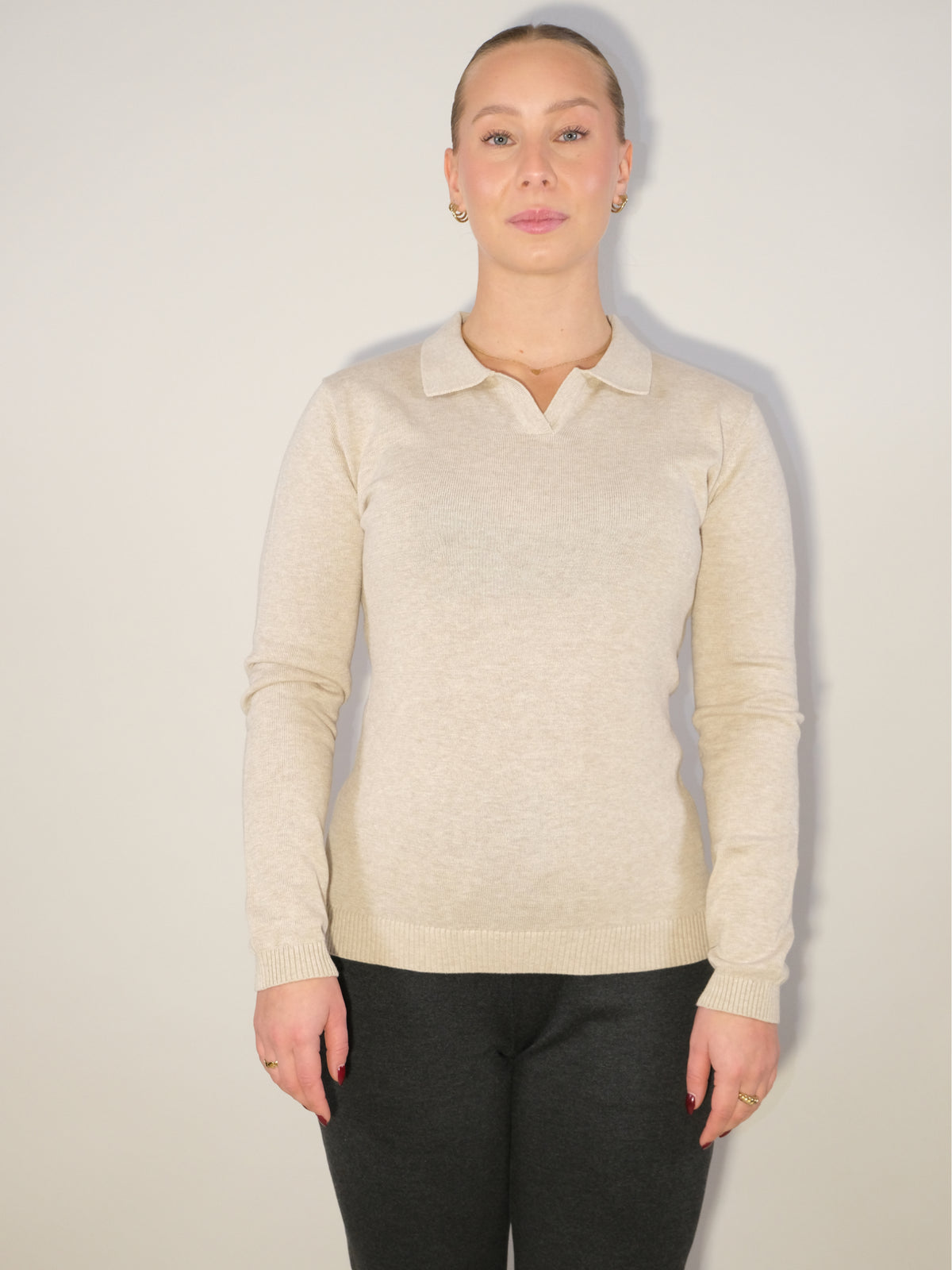 Splitneck polo Sand beige